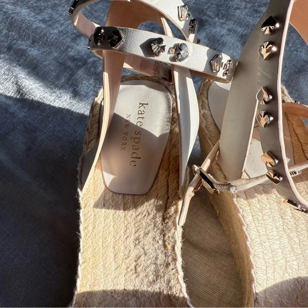 Kate Spade Cream Espadrille Shoes with Suede Finish (9.5)